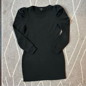 Express Black Sweatshirt Dress with Puff Shoulder